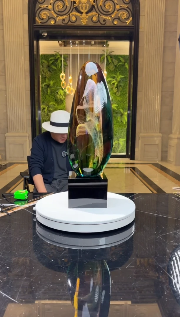 【闪购商品】茶宠月虹琉璃摆件C185+黑底座15*12