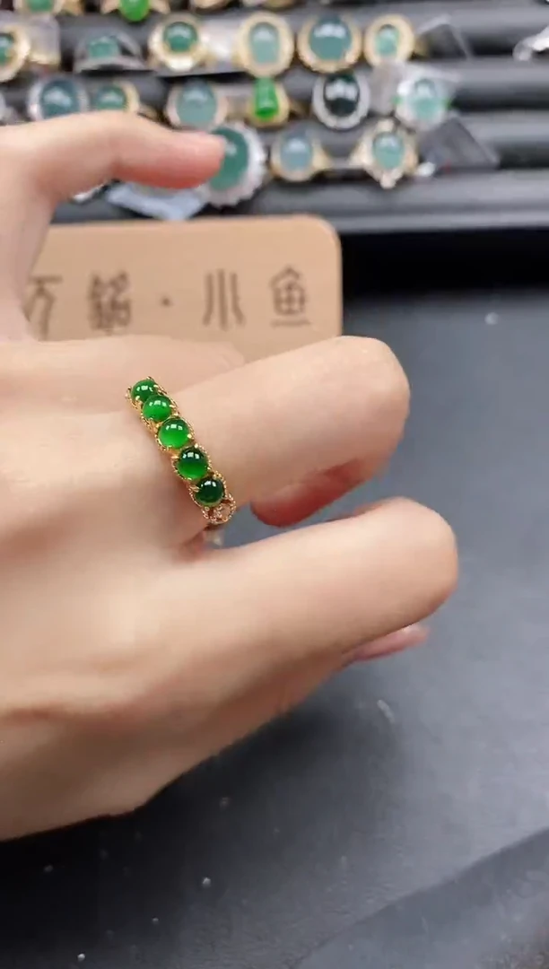 翡翠戒指银S925镶嵌51511-15