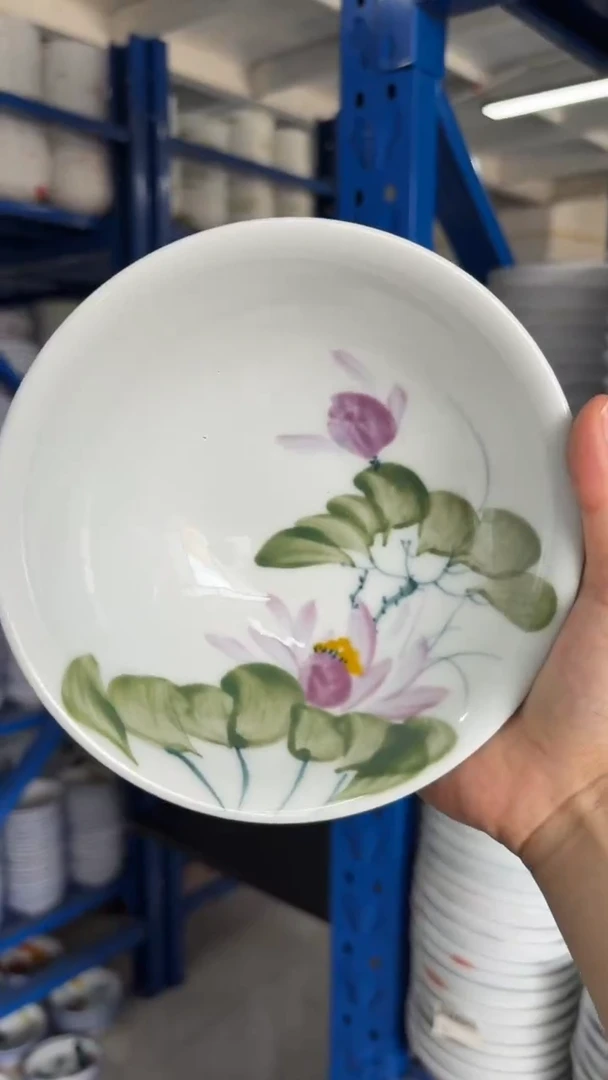 瓷片景德镇高温釉中彩-壮壮碗紫荷