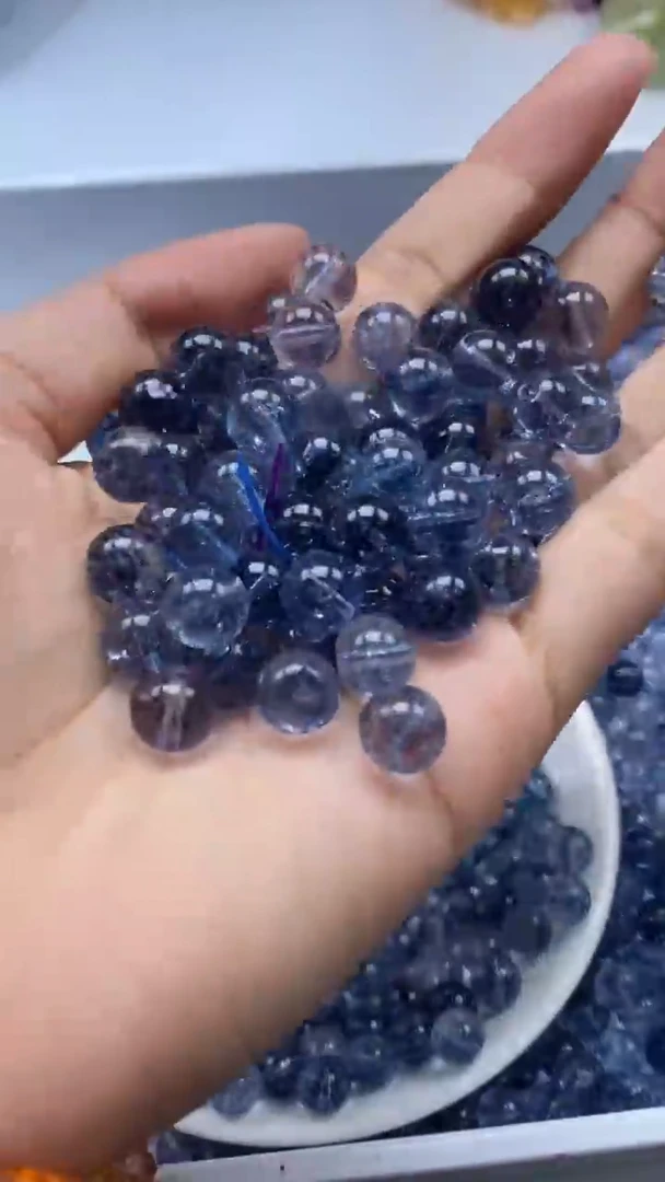 颈饰未镶嵌水晶W2463-伦敦蓝色碧玺8mm*10颗