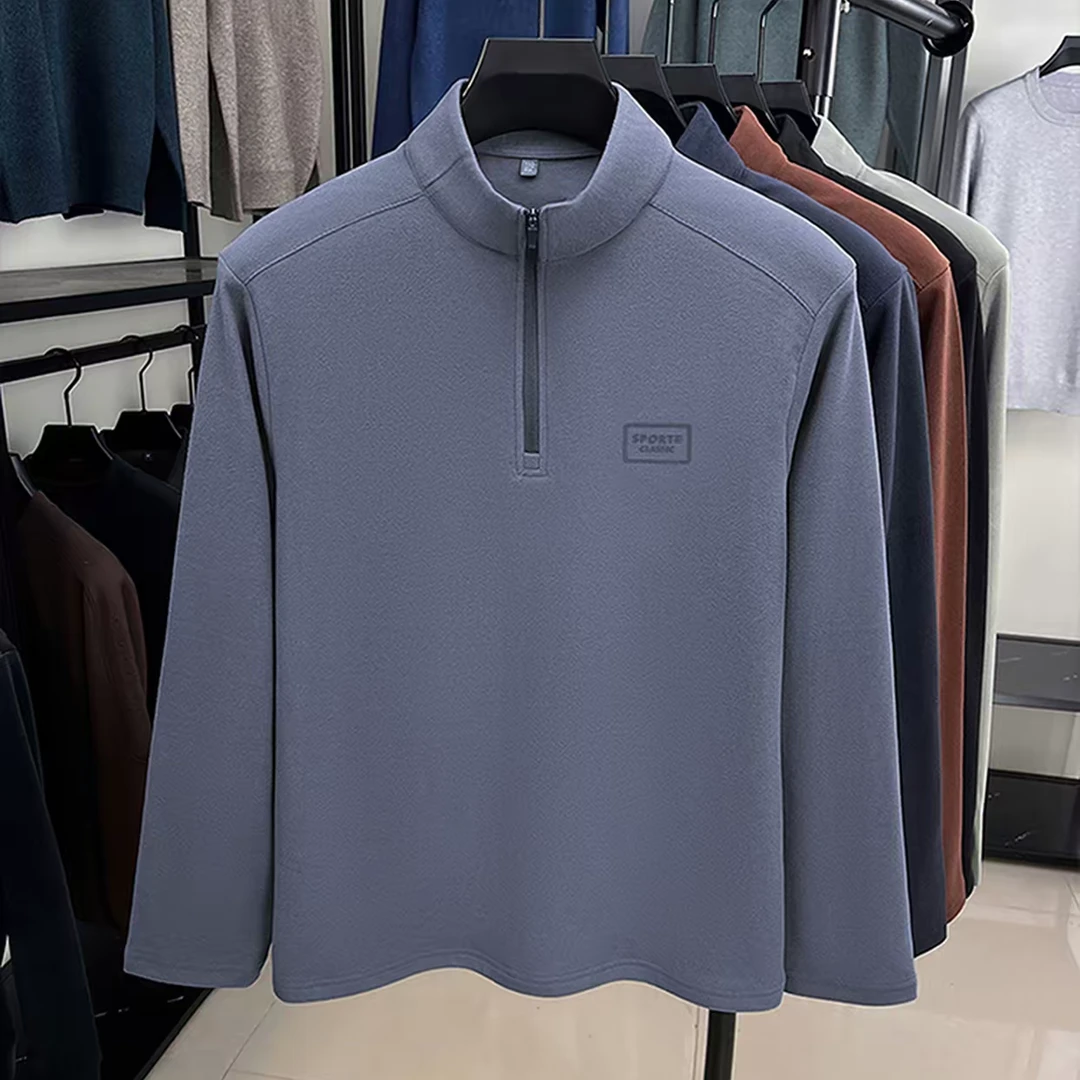 610半拉链男加厚纯色长袖