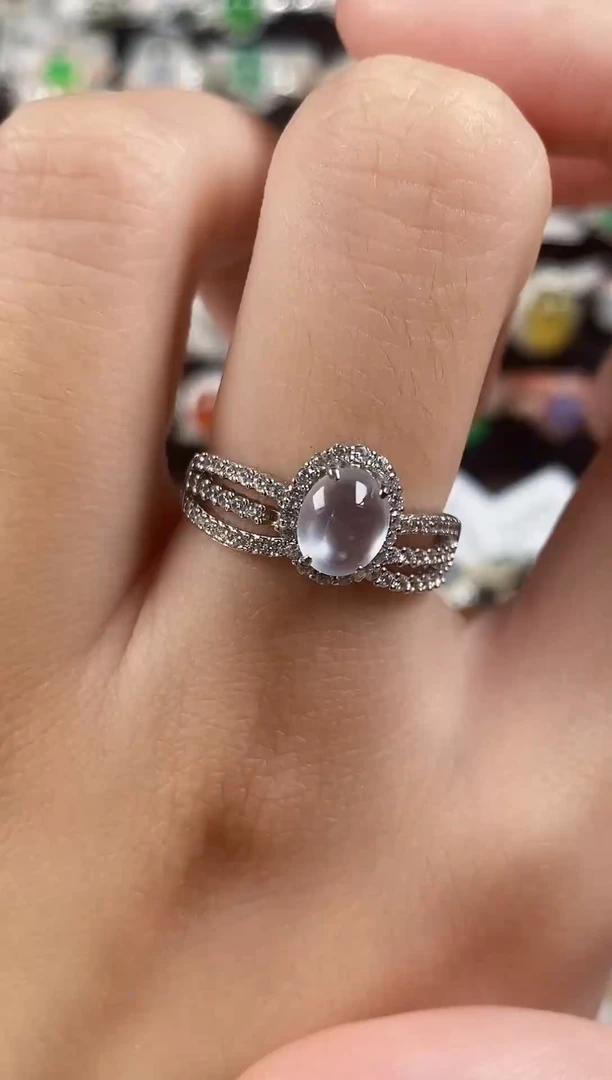 银S925镶嵌戒指翡翠 天然A货翡翠32