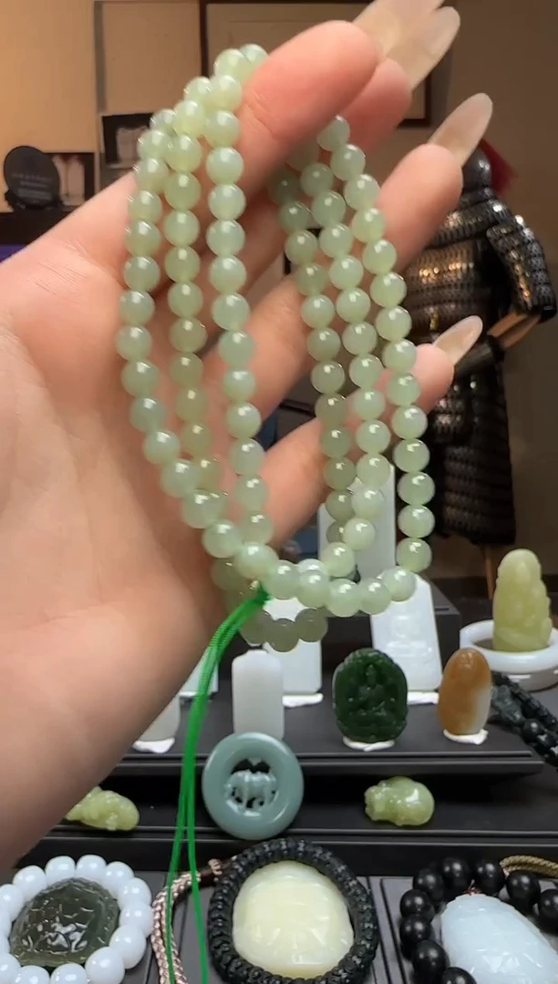 【闪购商品】和田玉且末蓝圆珠未镶嵌长链