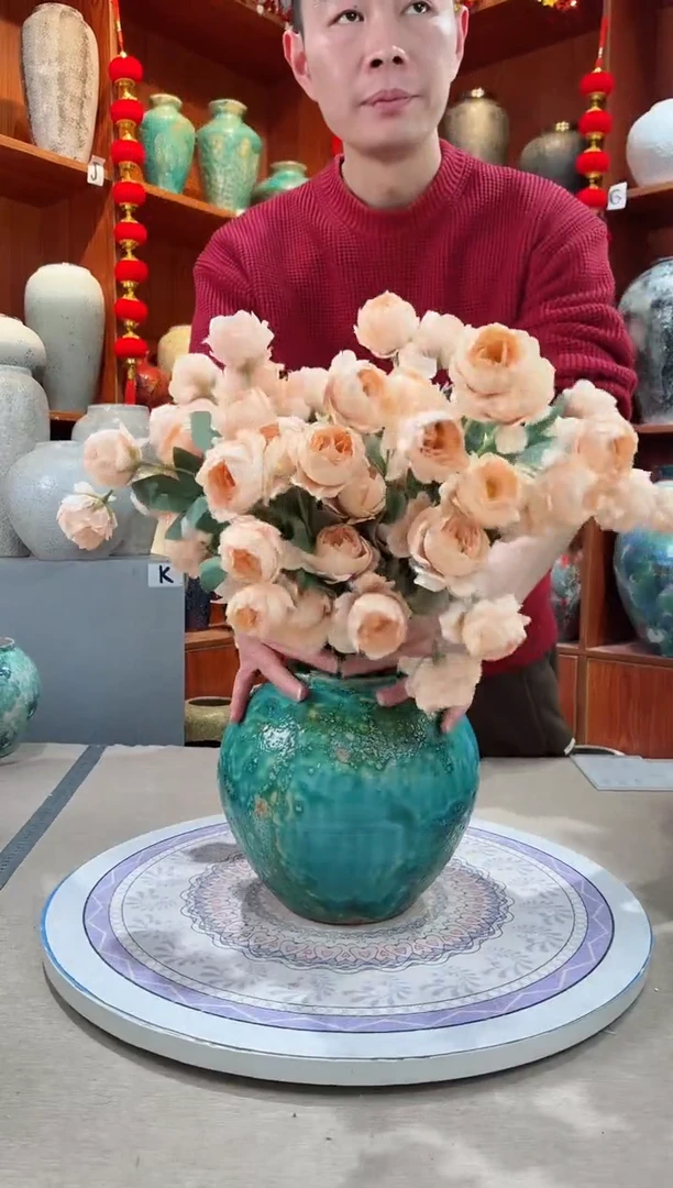 【闪购商品】瓶精品陶瓷花瓶 无花 草原绿 小号
