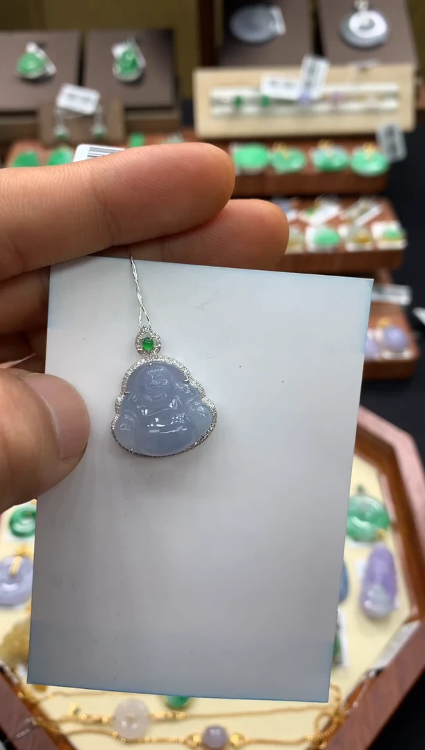 吊坠(不含链)18K金镶嵌翡翠佛公