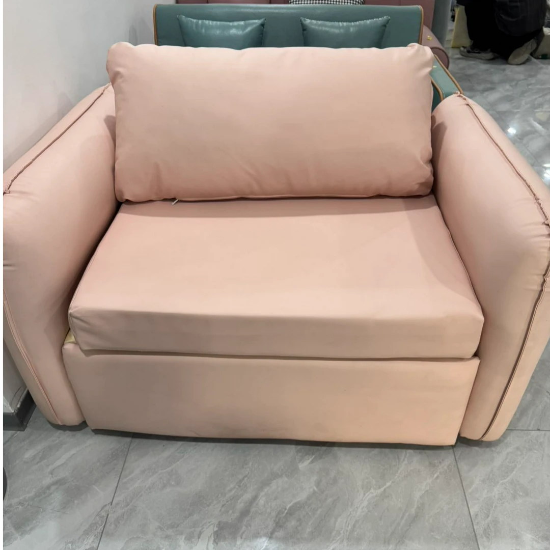 清样活动实木拉床沙发床 单人双人可爱粉色