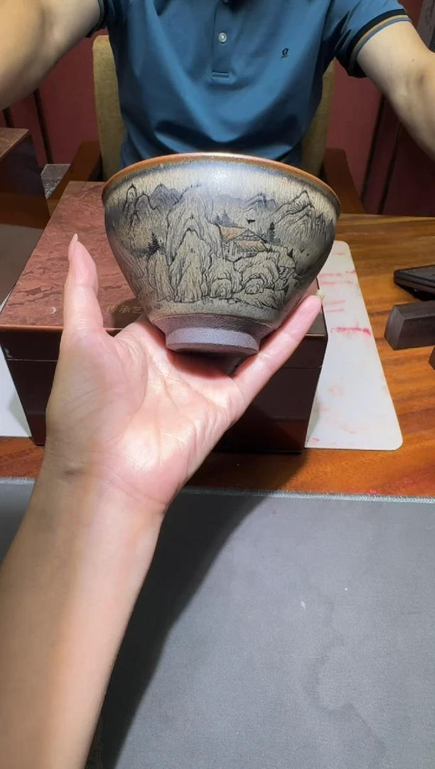 茶盏黄宝庆千里江山64