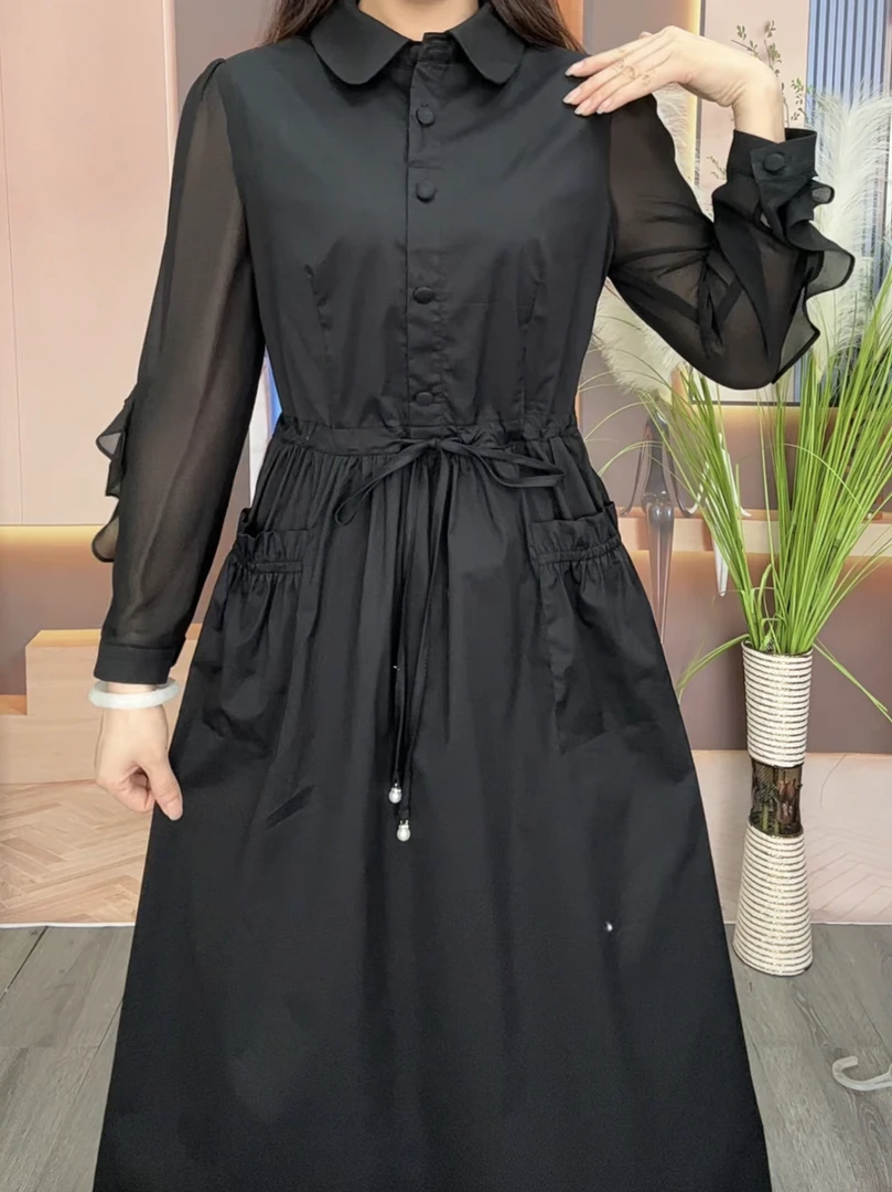 2025新款洋气百搭减龄遮肉显瘦流浪丹宁妈妈装雅丹连衣裙韩版收腰