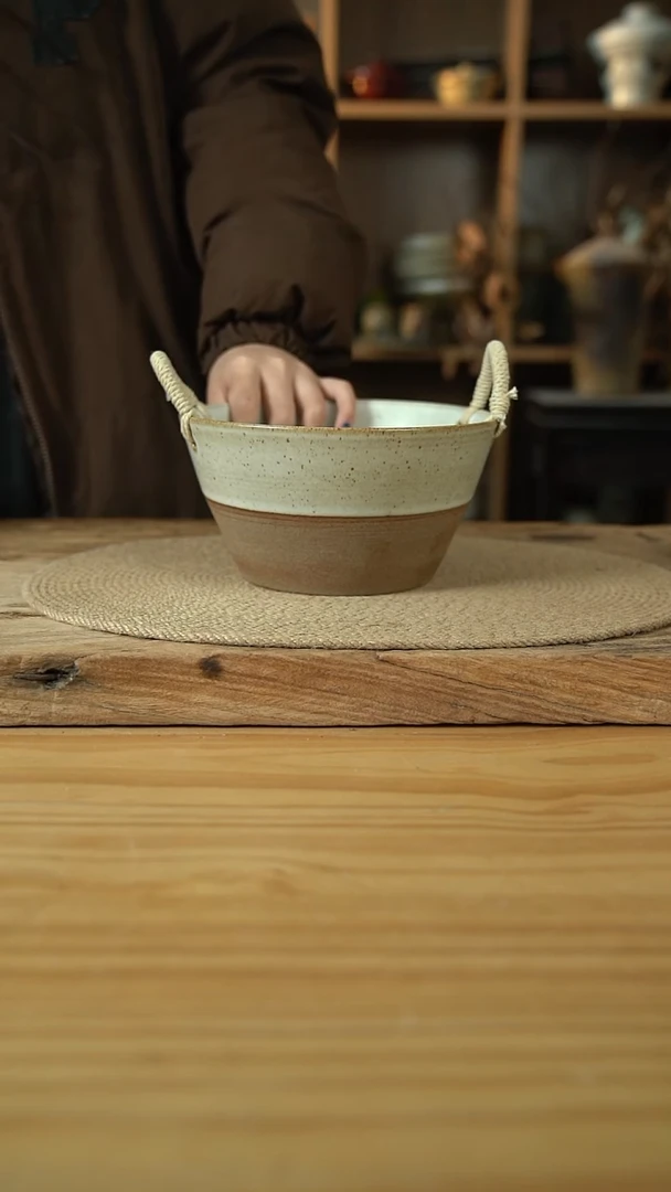 奶奶系列的7.5英寸拼色麻绳桶1个