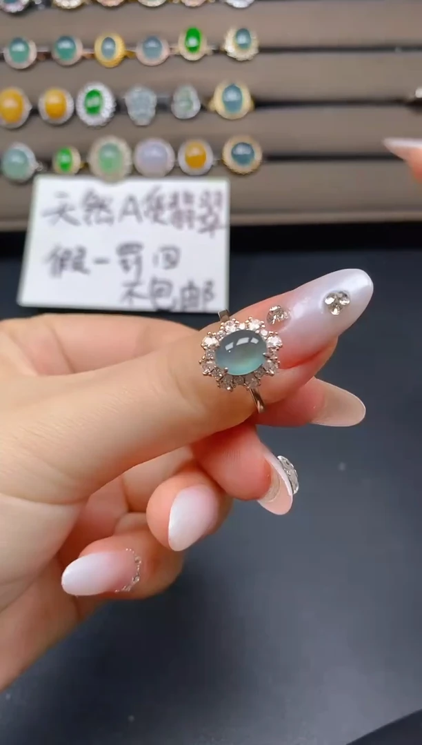 翡翠戒指银S925镶嵌73