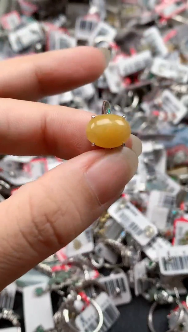 银S925镶嵌戒指翡翠天然A货缅甸翡翠