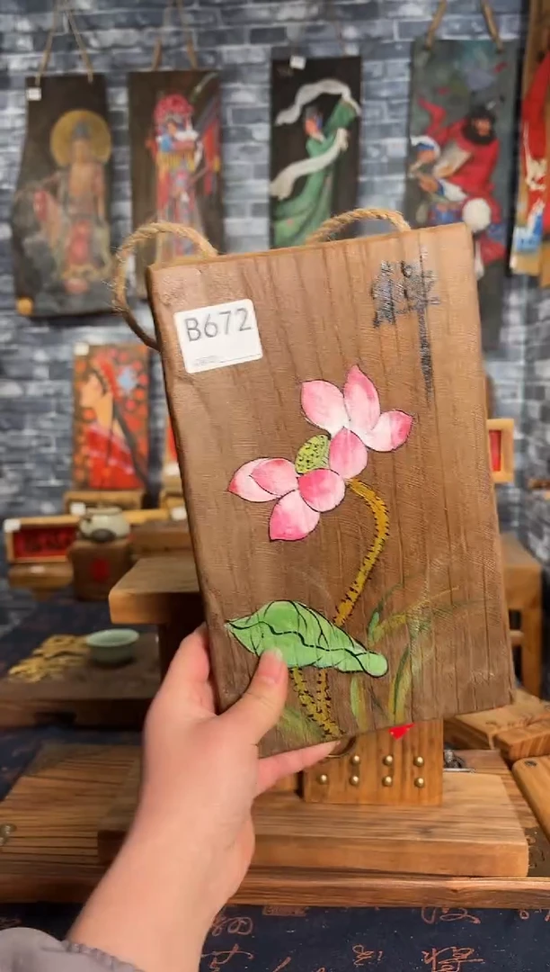 风化老门板丙烯画