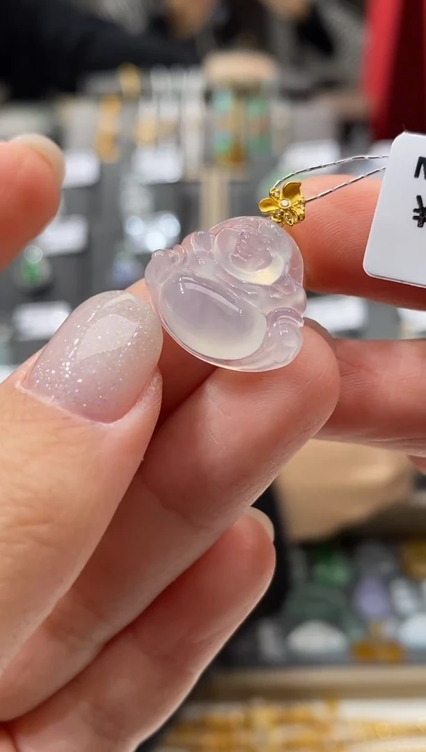 颈饰18K金镶嵌翡翠 佛公