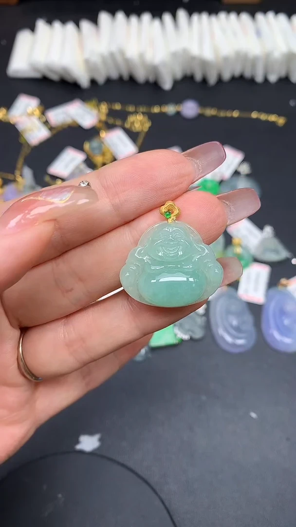 翡翠18K金镶嵌吊坠(不含链)MS194145