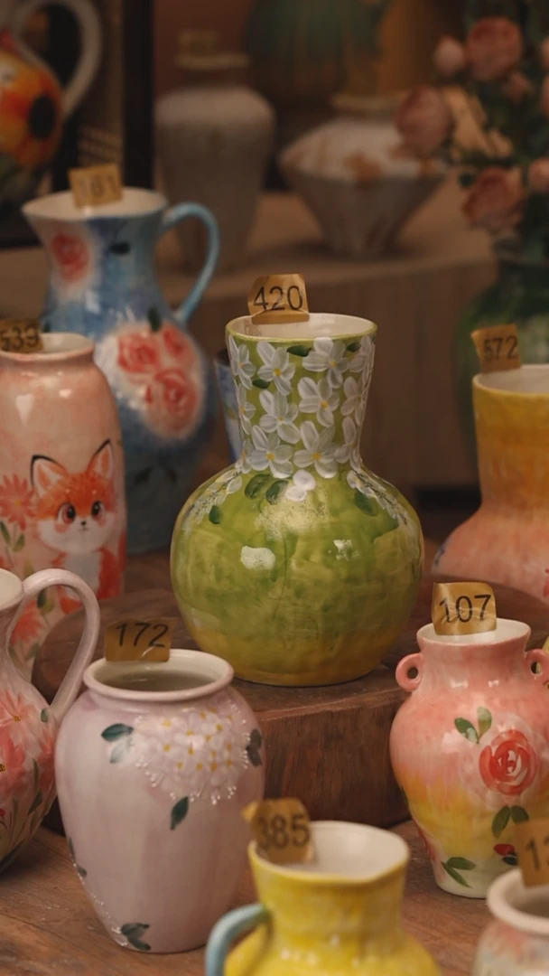 陶瓷420景德镇设计师手作花器摆件侘寂风