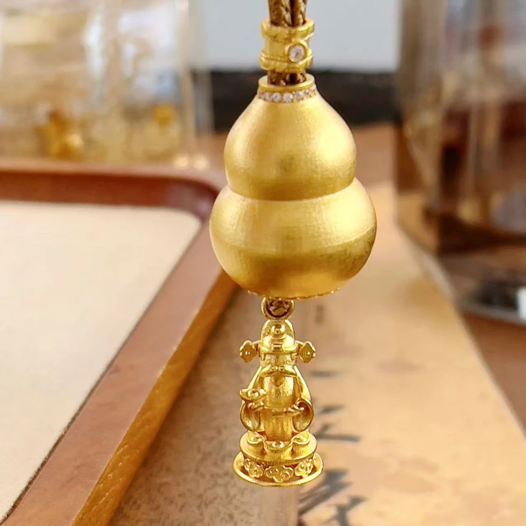 吊坠925银合成锆石 d292【财神葫芦精编绳项链】机关葫芦抽拉绳项链