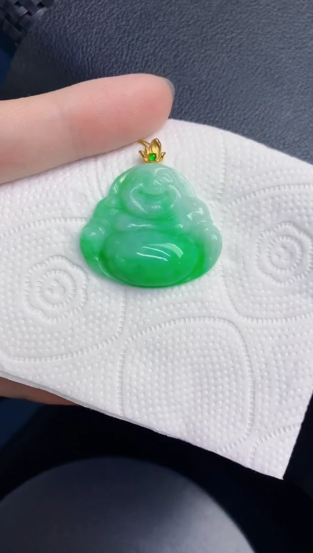 颈饰18K金镶嵌翡翠天然翡翠缅甸A货