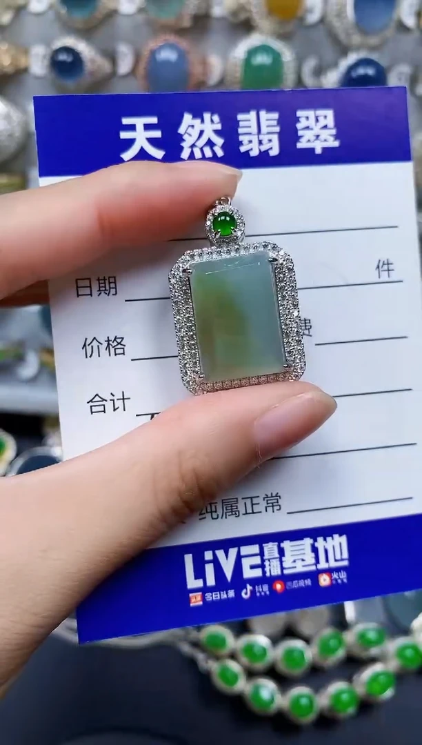 翡翠银S925镶嵌颈饰697