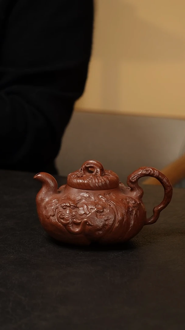 茶壶紫砂女****班朱泥大红袍紫砂壶