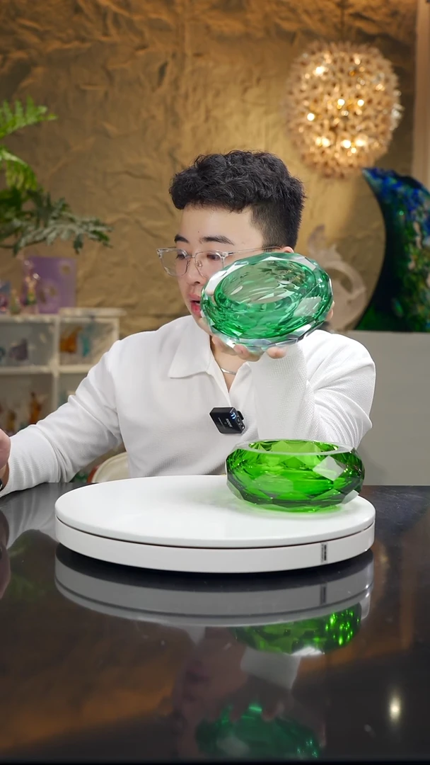 手工艺品琉璃湖水绿切面果碗