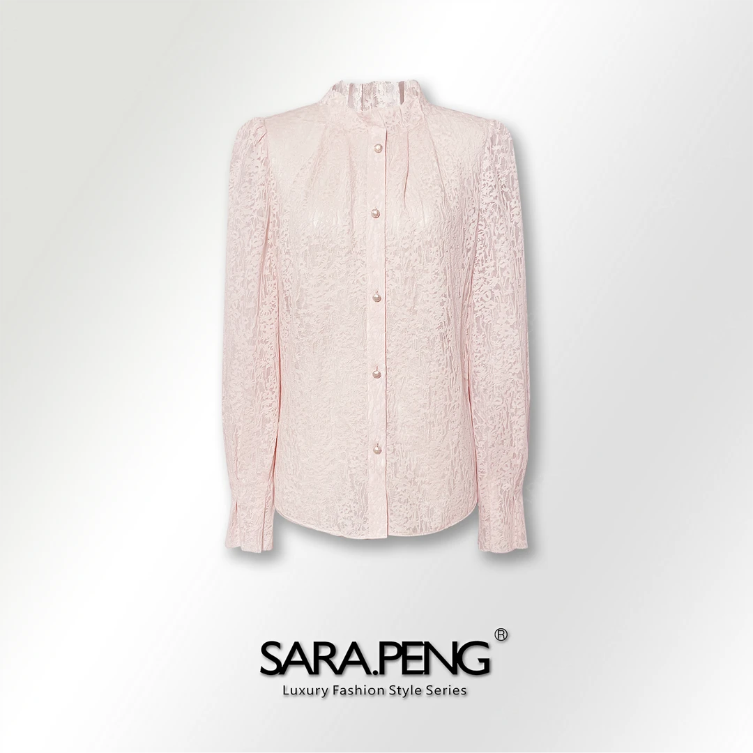 S.P柔情似水/新款天丝羊毛朦胧感微透设计时髦边甜美洋气长袖上衣