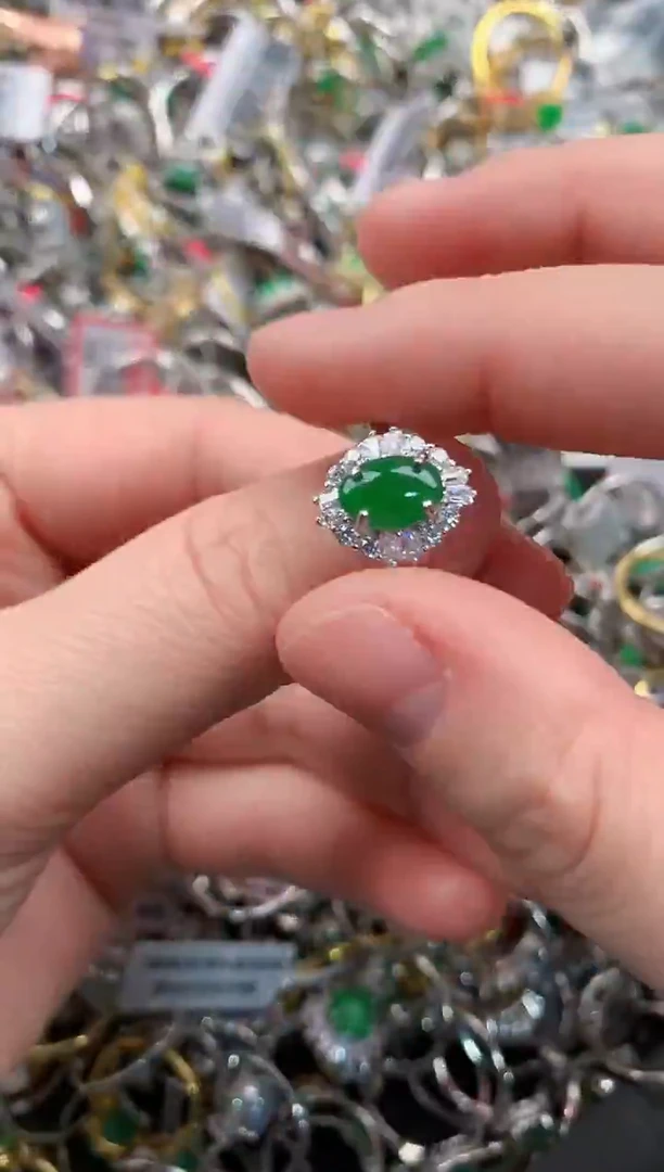 银S925镶嵌戒指翡翠666                 9