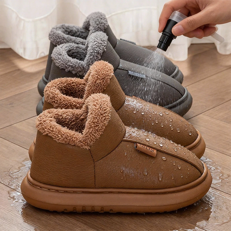 足康乐雪地靴棉拖鞋女款2025新款爆款防水拖鞋冬季保暖加绒可外穿