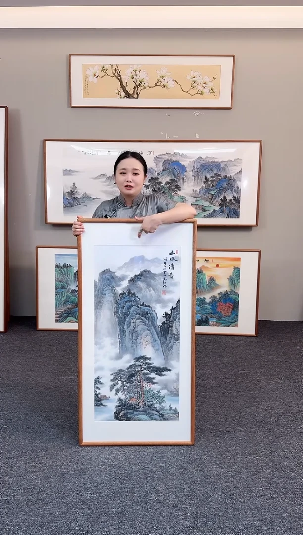 国画山水清音120*60手绘作品