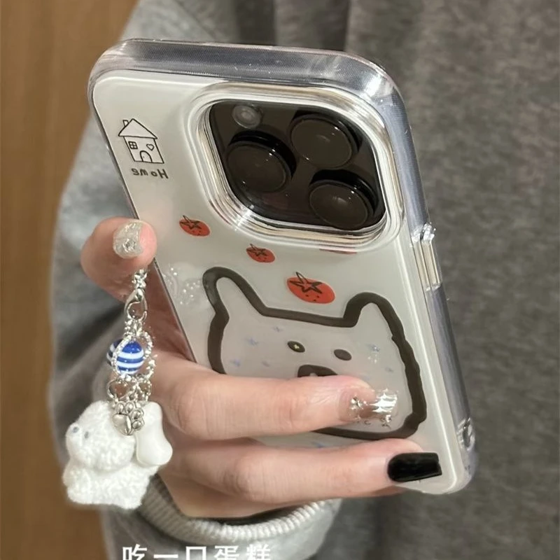 西红柿猫咪带链条适用iPhone16promax手机壳苹果15新款3/14小众12