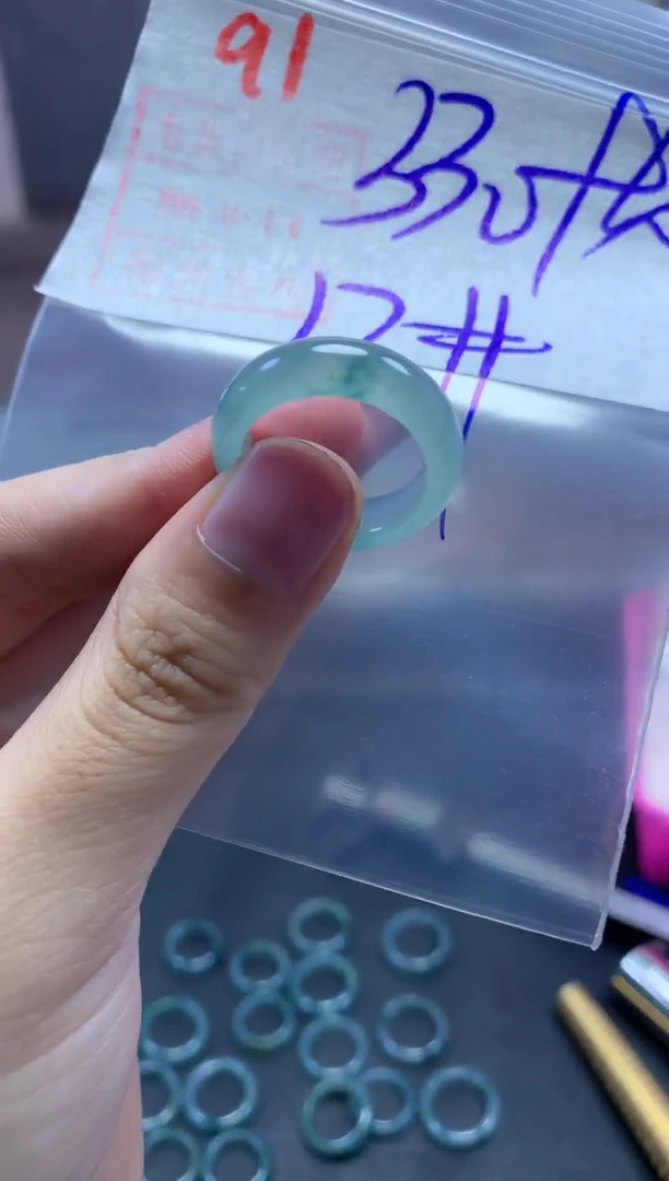 未镶嵌定制翡翠戒圈17#340毛货需精细抛光