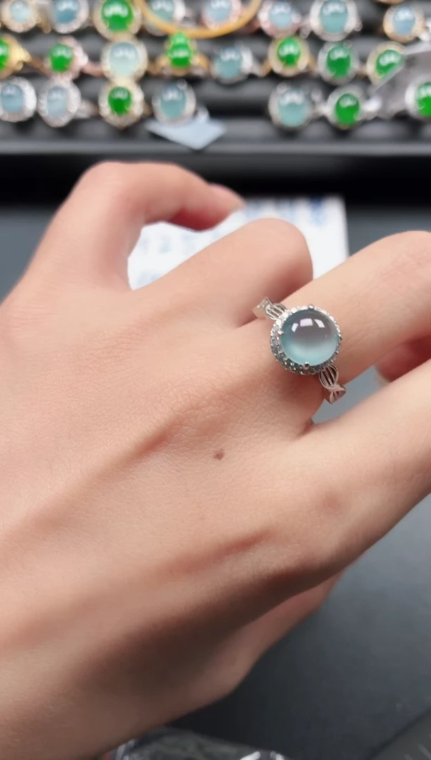 银S925镶嵌戒指翡翠111