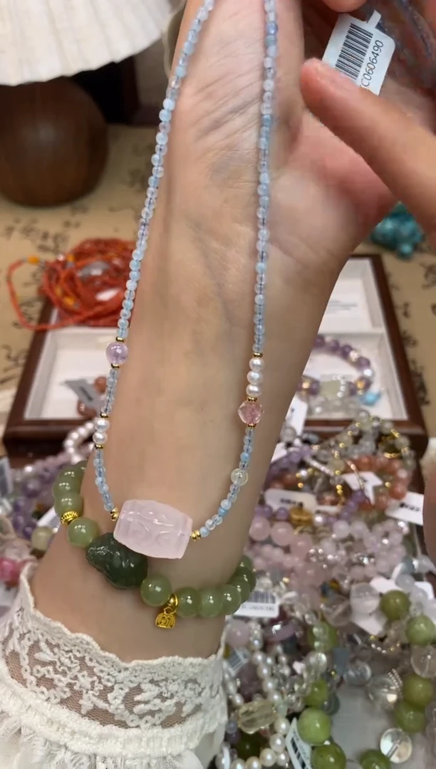 海蓝宝石颈饰银S925镶嵌158