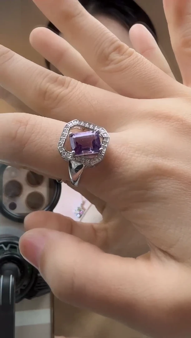 银S925镶嵌戒指水晶水晶戒指