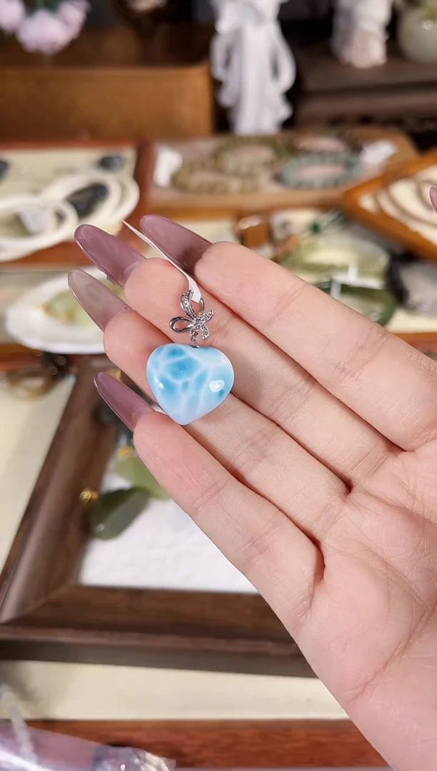 银S925镶嵌针钠钙石（海纹石）吊坠(不含链)多样性发其一