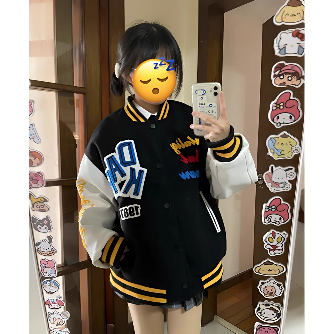 美式复古字母刺绣棒球服女秋季新款高级感宽松夹克外套潮上衣