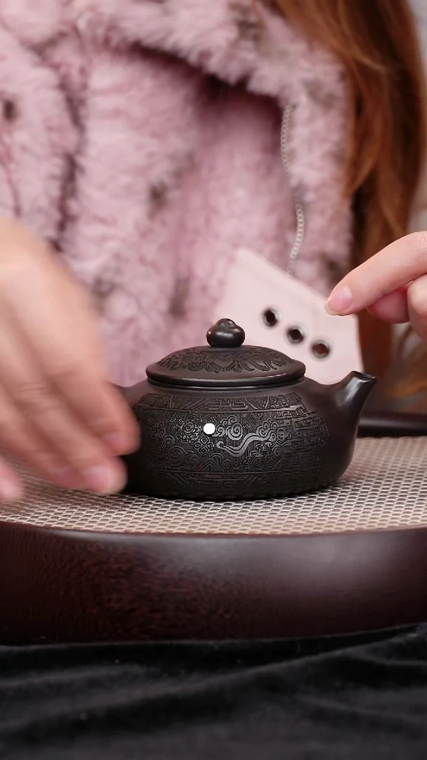 茶壶紫砂宜兴紫砂壶石黄寒江