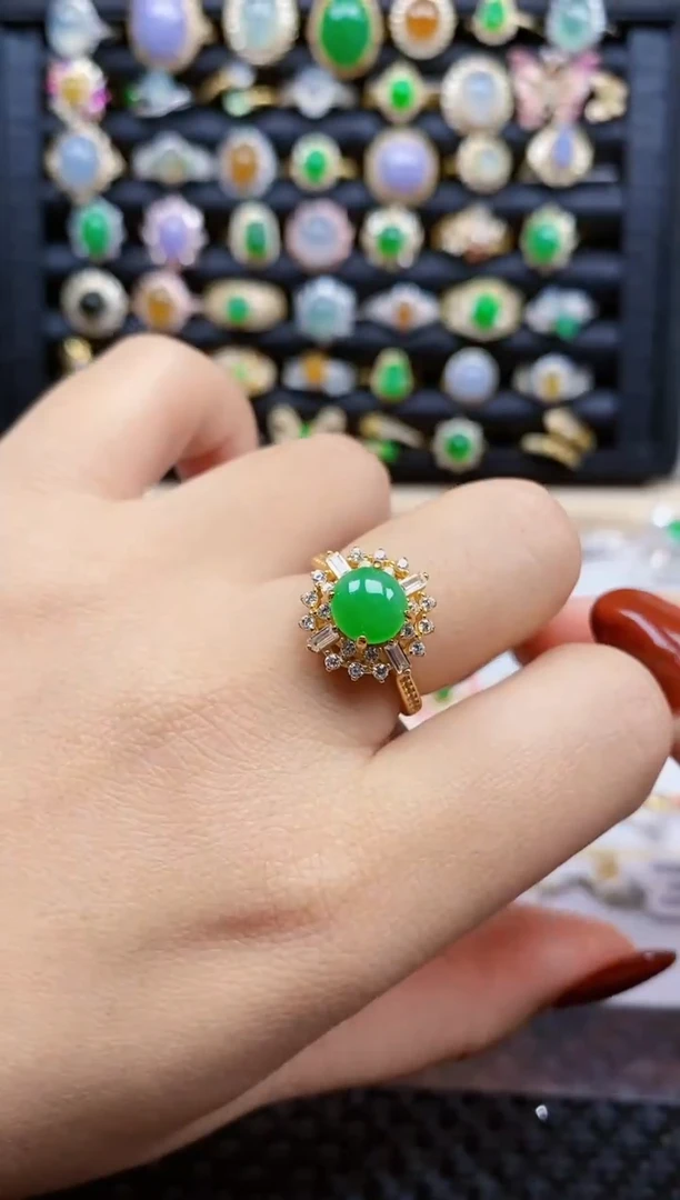 银S925镶嵌戒指翡翠228