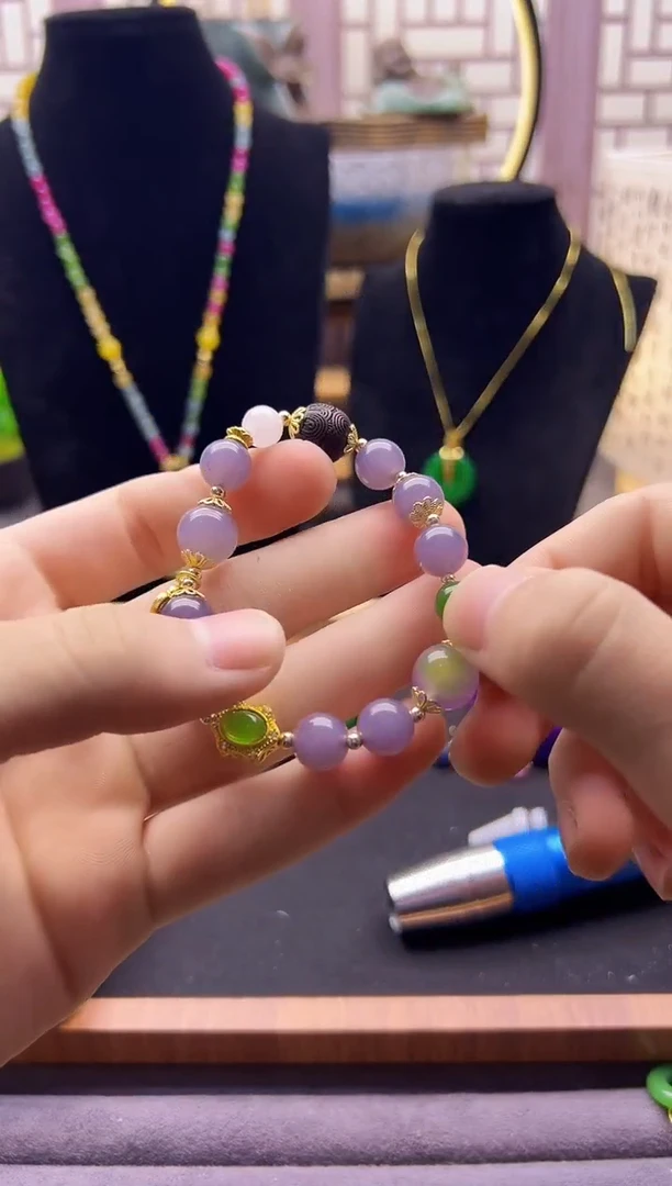 【闪购商品】和田玉手链14K金镶嵌S505