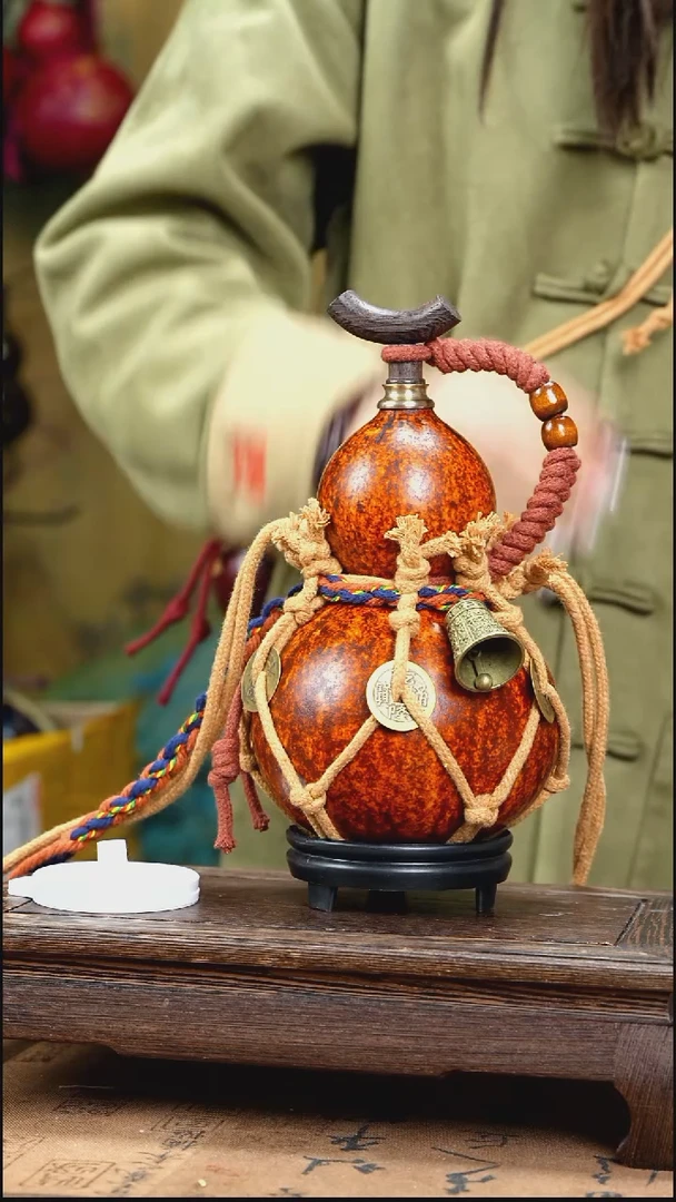 YH019复古网兜款天然酒葫芦（一物一拍）