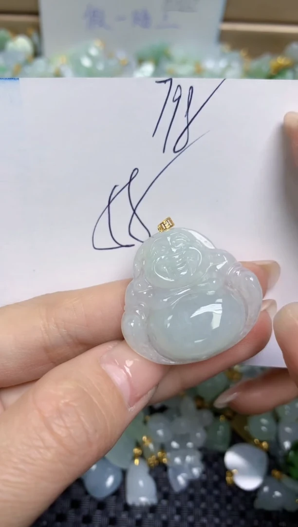 【闪购商品】翡翠颈饰18K金镶嵌天然缅甸A货翡翠