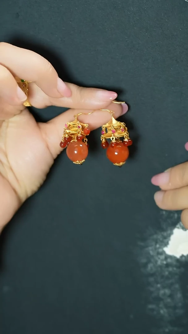 【闪购商品】南红玛瑙耳饰银S925镶嵌支持48小时鉴赏