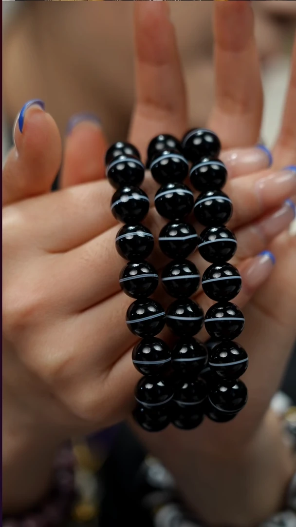 未镶嵌手串玛瑙/玉髓（覆膜）条纹玛瑙 只发其一