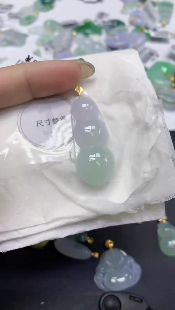 颈饰18K金镶嵌翡翠天然缅甸翡翠A货百元以上9元证书费自理