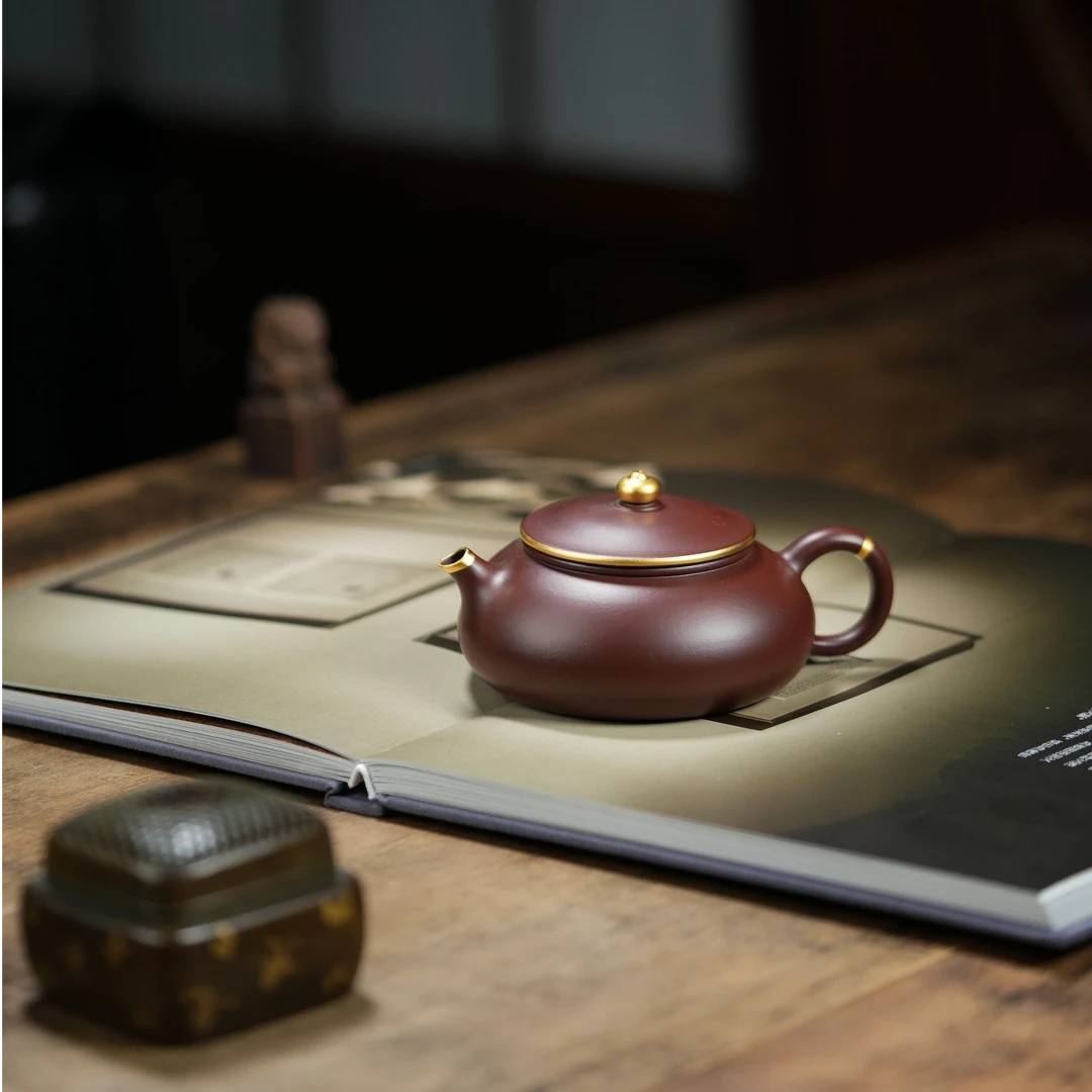 金砂阁【寒江】工艺师描金丨230cc宜兴紫砂壶茶壶茶具D5055