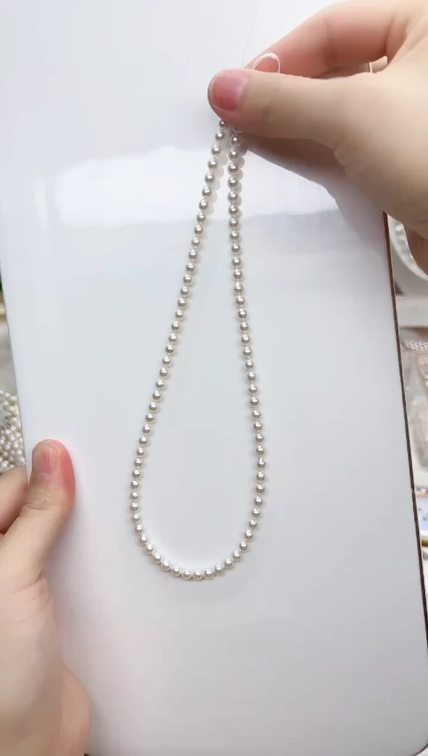 淡水珍珠未镶嵌项链白色近圆小米4.5mm