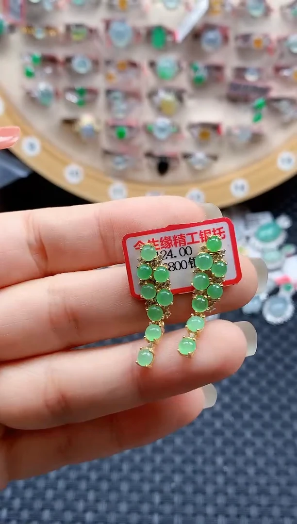 银S925镶嵌戒指翡翠天然A货缅甸翡翠