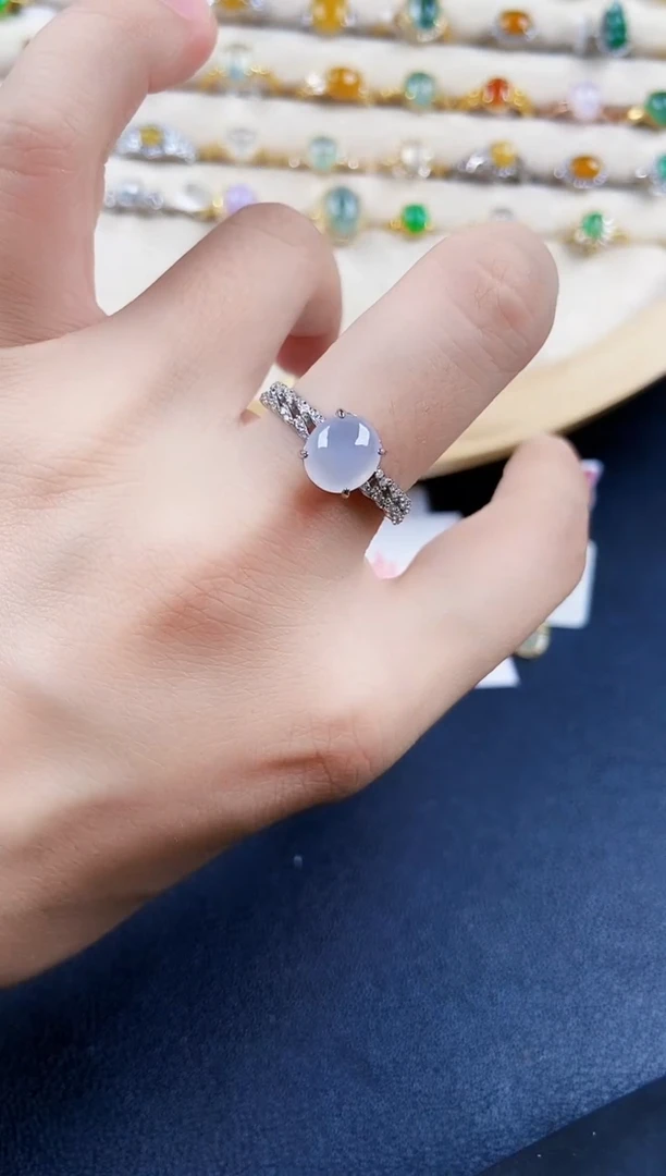 翡翠戒指银S925镶嵌89899