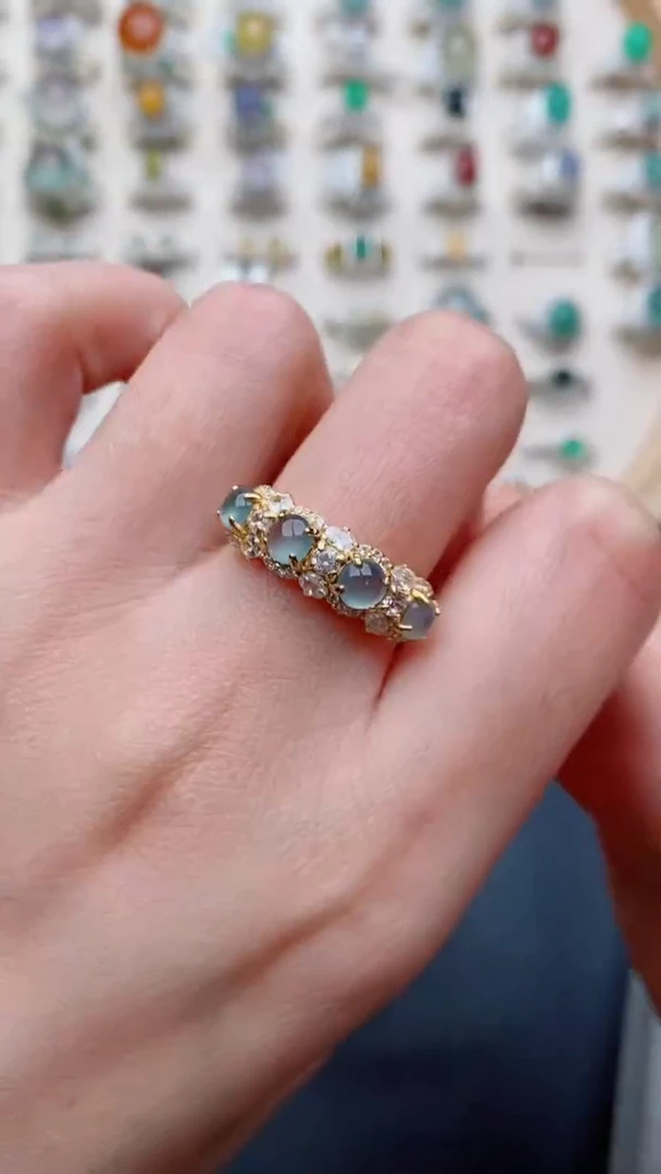 银S925镶嵌戒指翡翠..