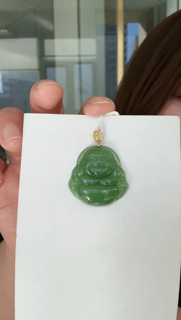 【闪购商品】和田玉吊坠18K金镶嵌吊坠
