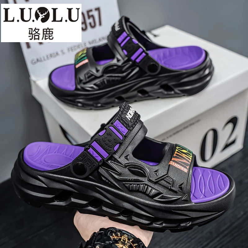 骆鹿凉鞋男款夏季外穿防滑软底两用开车机甲拖鞋男士运动沙滩鞋